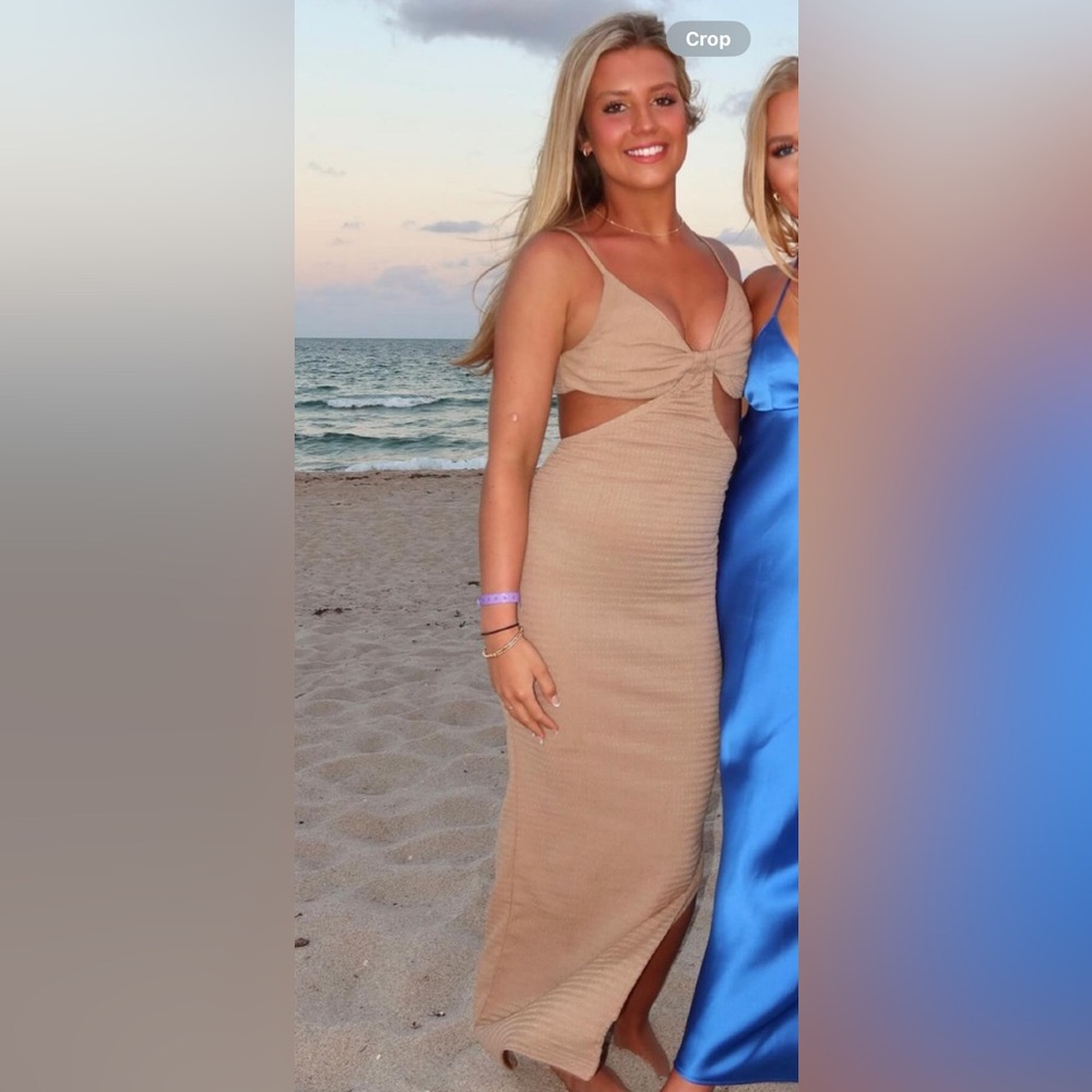 Tan Cut-Out Dress